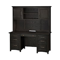 Transitional Credenza & Hutch with Adjustable Shelving and File Drawers