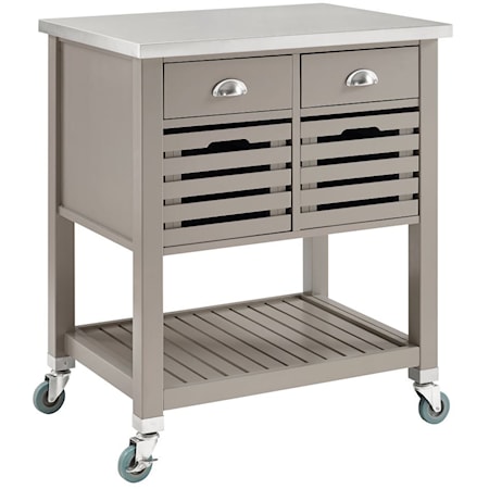 Grey Wood Kitchen Cart