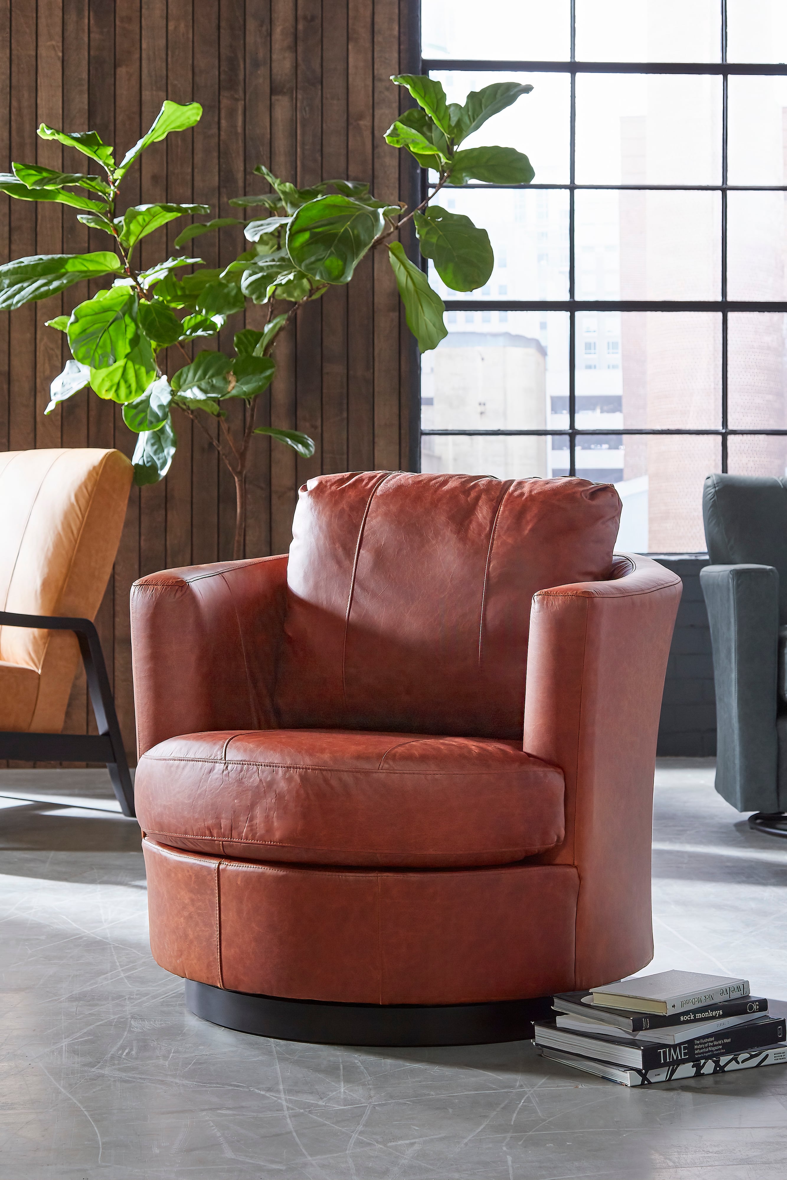 Best Home Furnishings Tina 2998EL 77886AL MidCentury Modern Swivel Barrel Chair Zak's Home