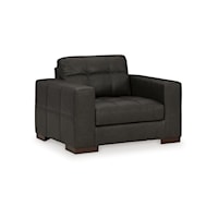 Contemporary Leather Match Oversized Chair with Buttonless Tufting