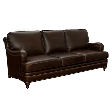 Traditional Leather Sofa with Nailheads