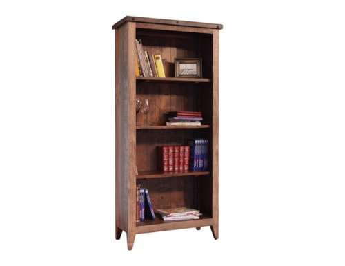 Rustic 70" Open Bookcase with Iron Trim