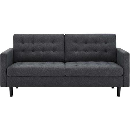 Mid-Century Modern Tufted Fabric Sofa