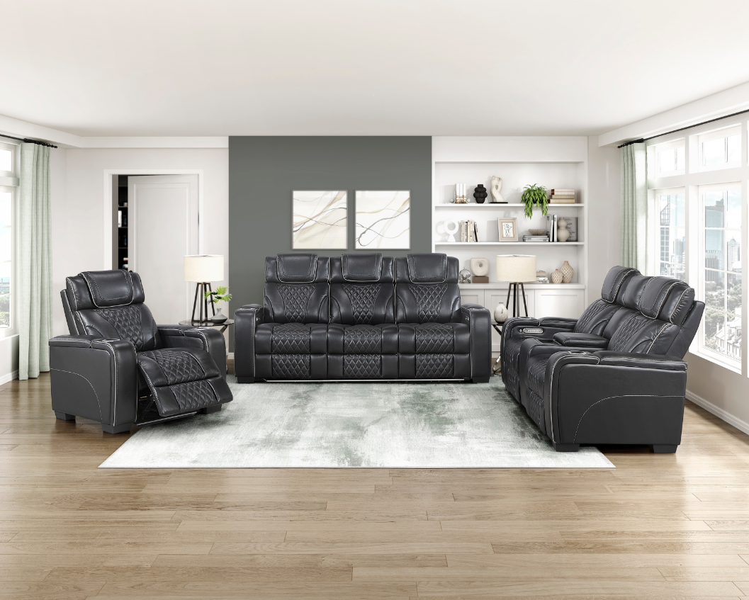 Homelegance 8449 Power Reclining Loveseat with LED Lights