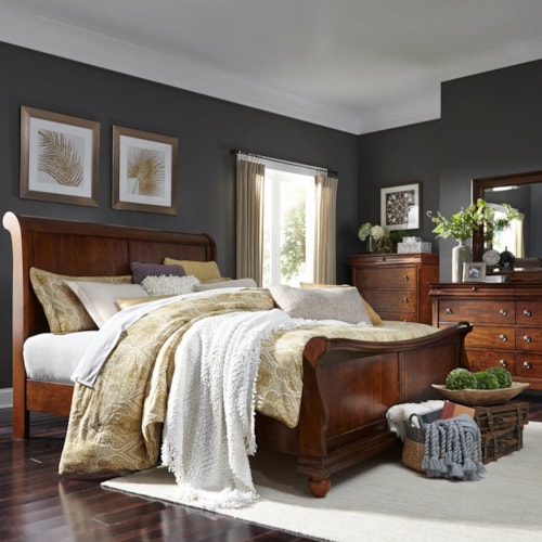 Rustic 4-Piece Queen Sleigh Bedroom Set