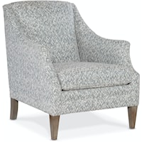 Transitional Club Chair with Flair-Tapered Arms and Wood Legs