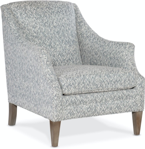 Transitional Club Chair with Flair-Tapered Arms and Wood Legs