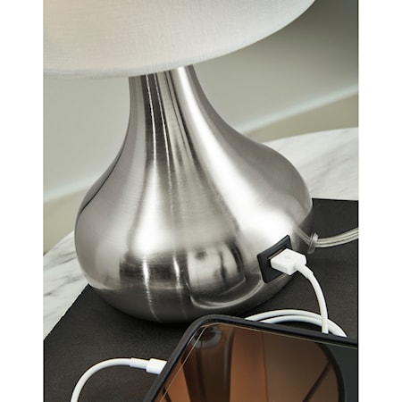 Camdale Silver Finish Metal Table Lamp