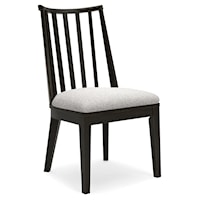 Dining Chair with Curved Slatback in Aged Black