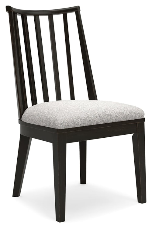 Dining Chair with Curved Slatback in Aged Black