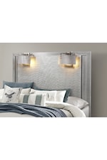 Global Furniture Tiffany Contemporary Silver Full Storage Bed with Buialt-In Lamps