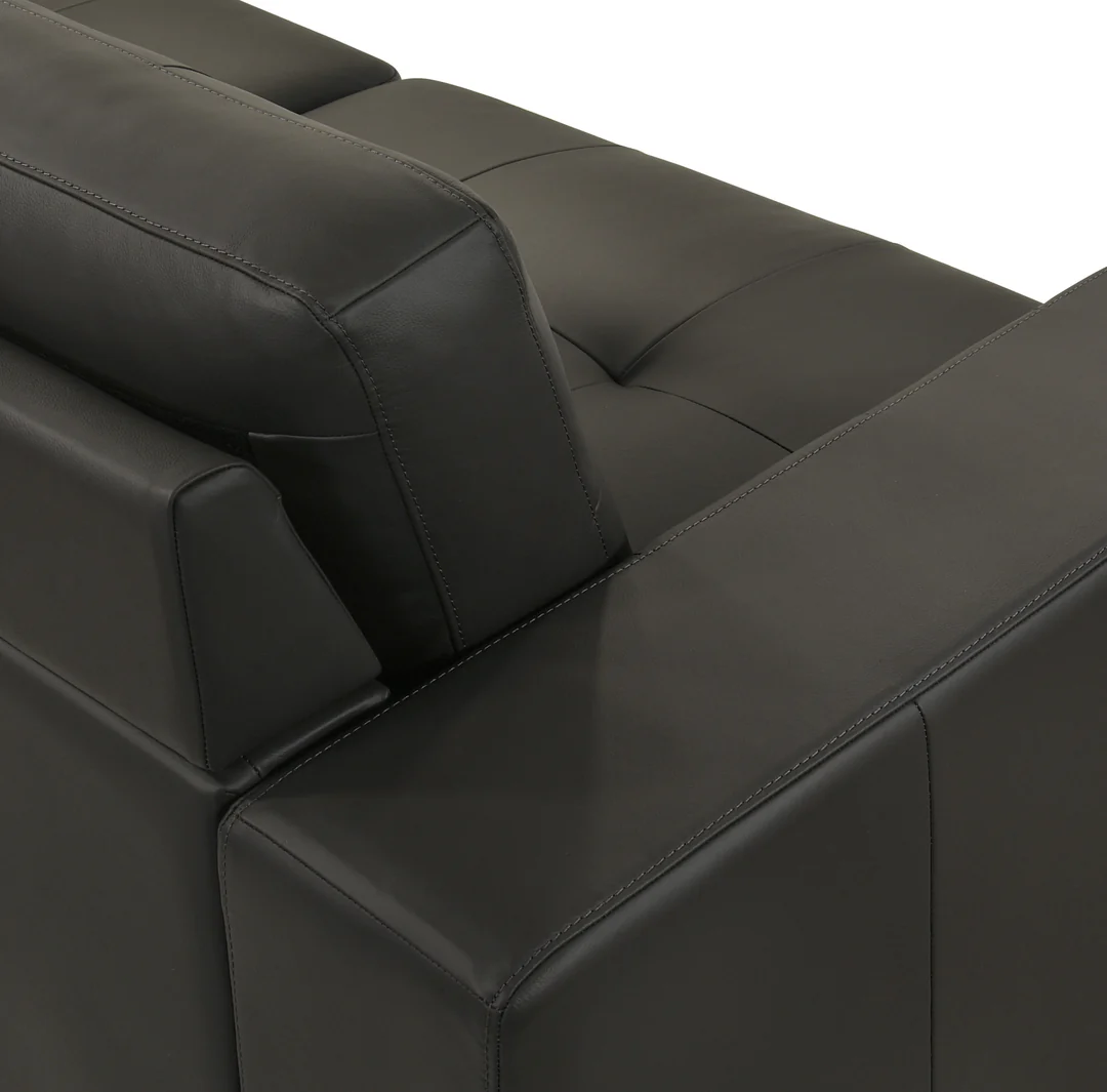 Armen Living Faelin Leather Robust Track-Arm Sofa