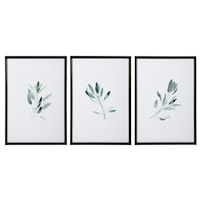 Simple Sage Watercolor Prints, S/3