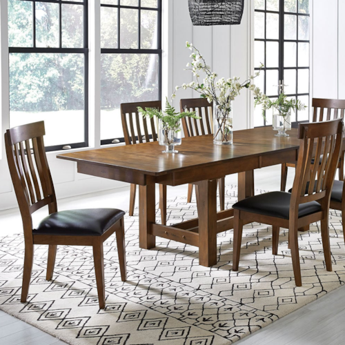 5 Piece Trestle Table and Slatback Chairs Set