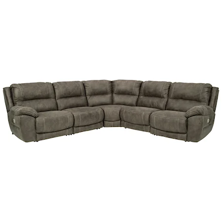 Faux Leather Power Reclining Sectional with Power Headrests