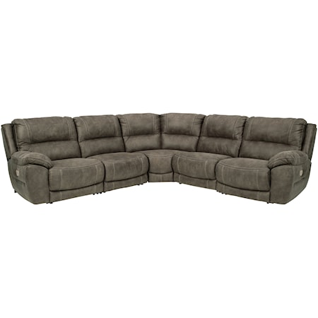 Faux Leather Power Reclining Sectional with Power Headrests