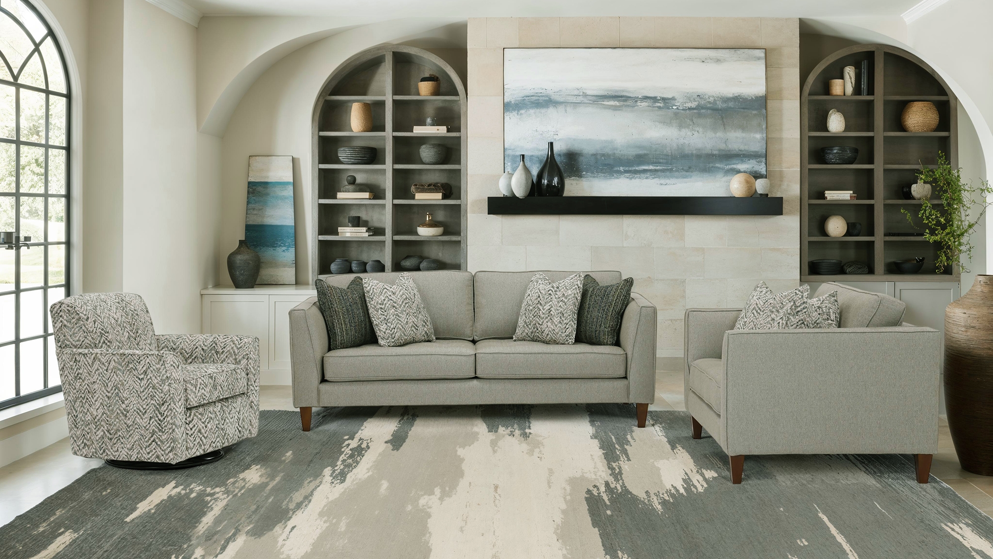 Casual Chair and a Half w/Throw Pillows