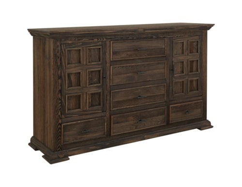 Transitional 6-Drawer Dresser with 2 Doors and Microfiber Lined Drawer