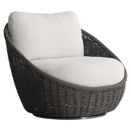 Woven Outdoor Papasan Swivel Chair