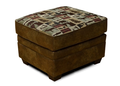 Rustic Ottoman with Pyramid Legs