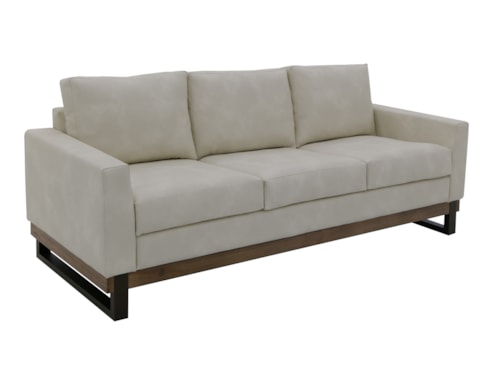Contemporary Sofa with Exposed Wooden & Metal Base