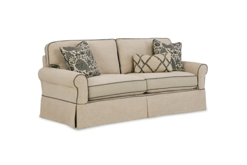 Casual 3-Cushion Queen Sleeper Sofa with Slipcover