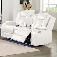 Contemporary Console Loveseat with Dual Power Recliners