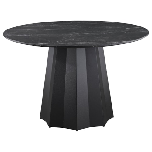 Camden Round 48-Inch Faux Marble Top Dining Table Black