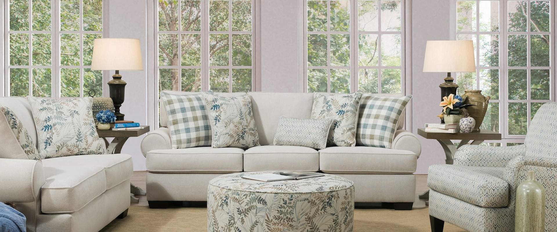 Feather Transitional 4-Piece Living Room Set