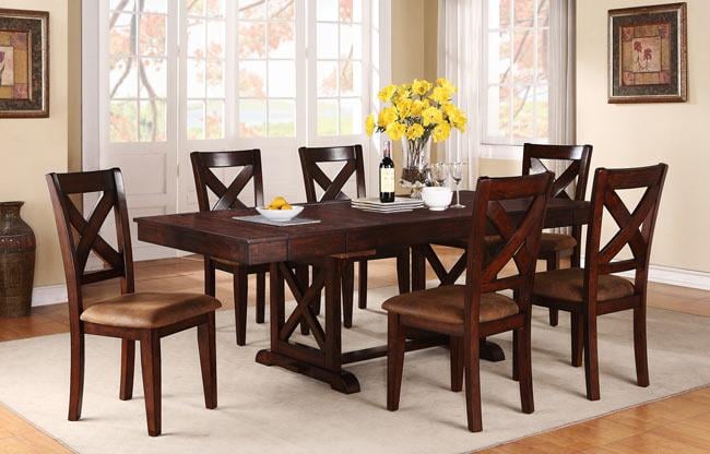 joey 7 piece solid wood dining set