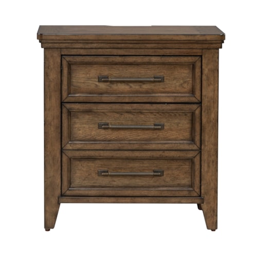 Transitional 2-Drawer Nightstand with Charging Station