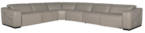 Contemporary 6-Piece Leather Power Reclining Sectional Sofa with Power Headrests & USB Ports