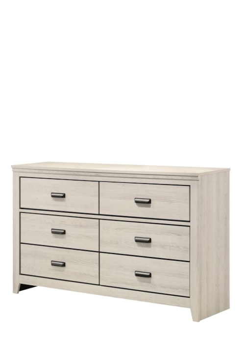 Carter Contemporary 6-Drawer Dresser - White