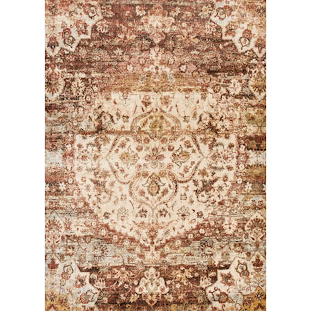 1&apos;6&quot; x 1&apos;6&quot;  Rust / Ivory Rug