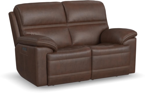 Transitional Power Reclining Loveseat with Power Headrests