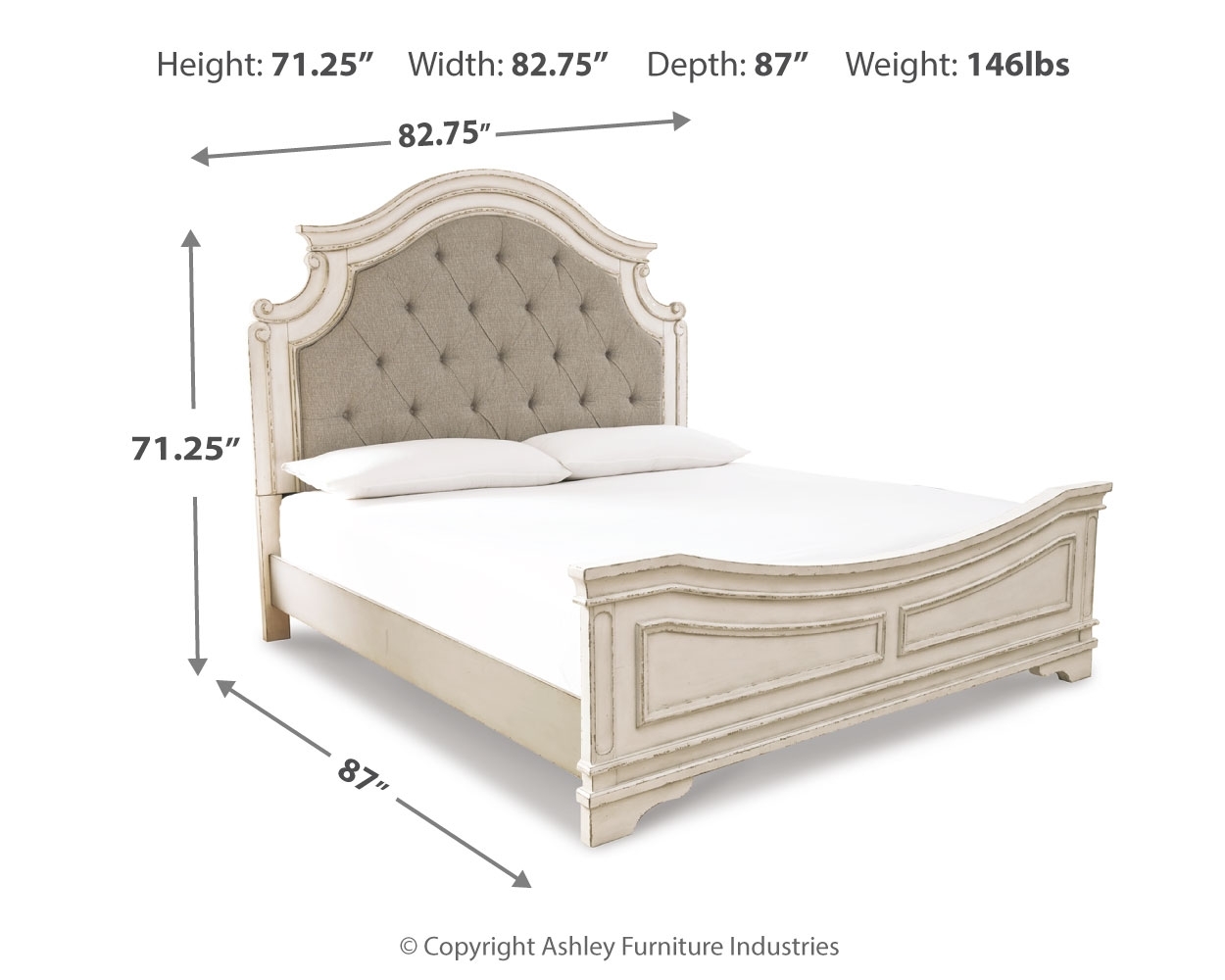 King Upholstered Panel Bed