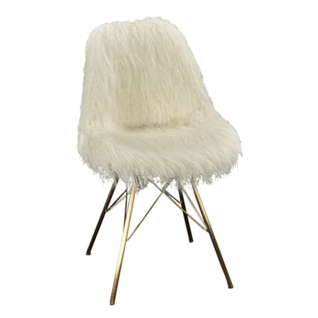 Faux Fur Chair with Gold Metal Base