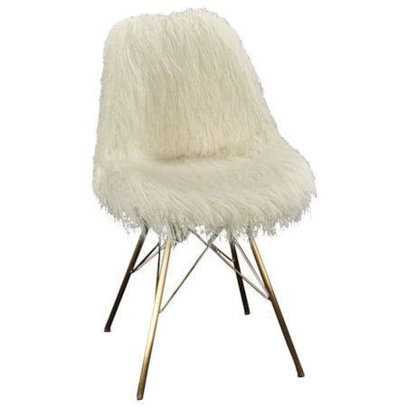 Faux Fur Chair with Gold Metal Base