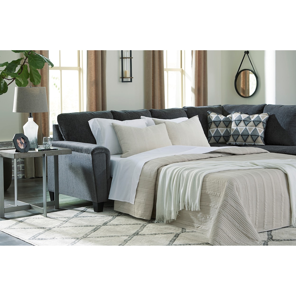 Benchcraft Abinger 2-Piece Sectional w/ Chaise and Sleeper