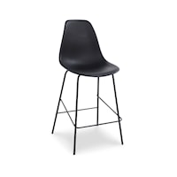 Black Counter Height Bar Stool with Molded Plastic Seat