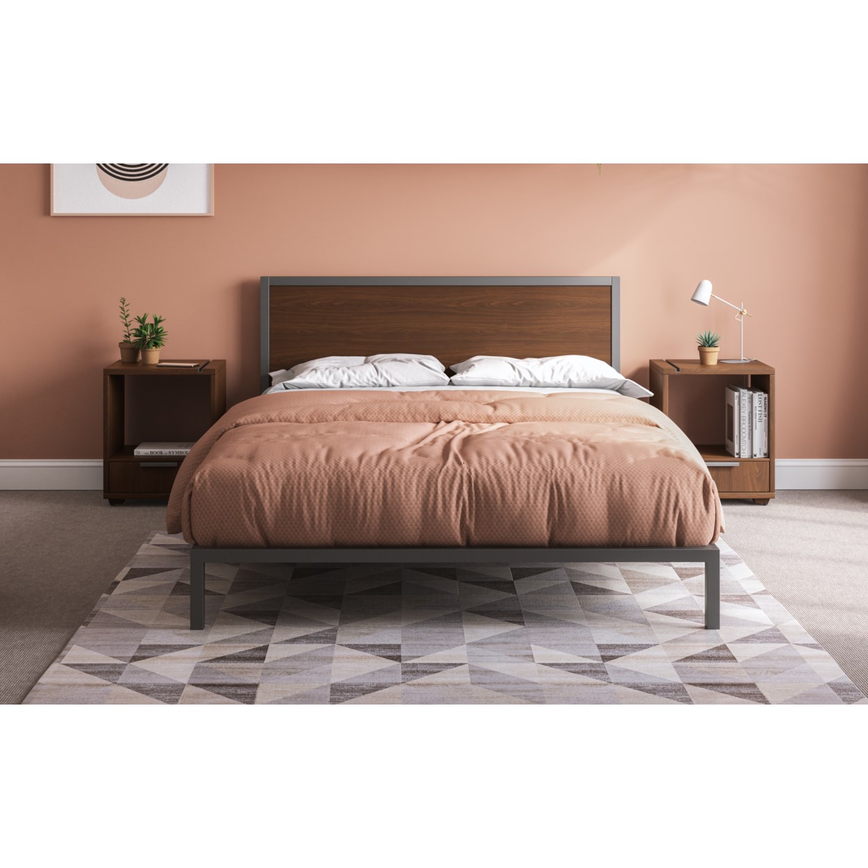 homestyles Merge Queen Platform Bed with Two Nightstands