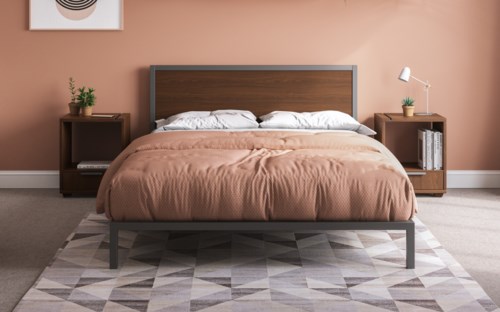 Contemporary Queen Platform Bed with Two Nightstands
