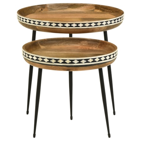 Ollie 2-piece Bone Inlay Nesting Table