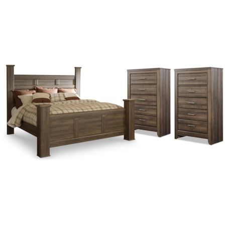 King Poster Bed And 2 Chests