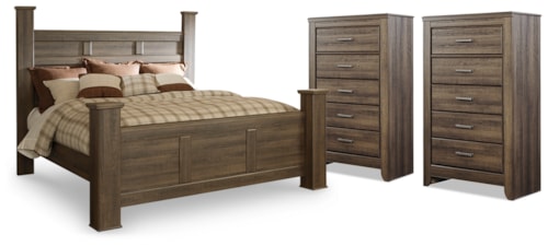 King Poster Bed And 2 Chests
