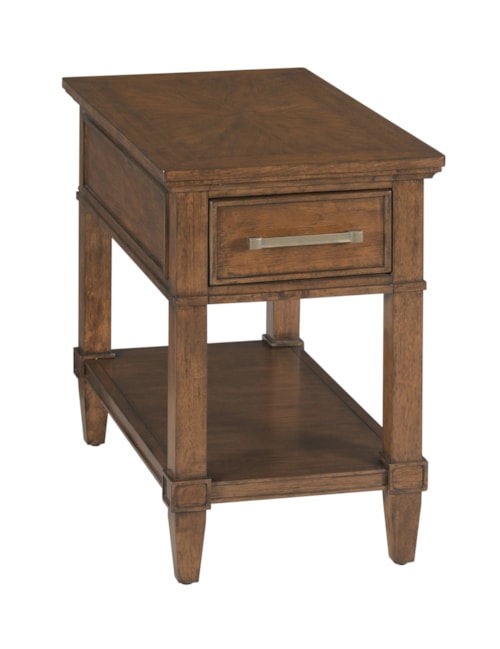Transitional 1-Drawer End Table with Electrical Outlet