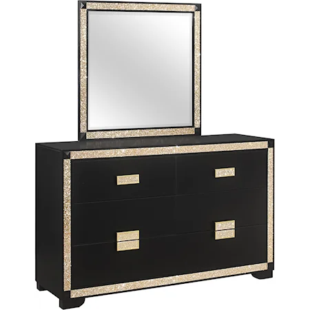 Two-Tone 6-Drawer Dresser and Mirror Set