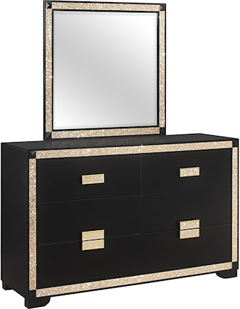 Two-Tone 6-Drawer Dresser and Mirror Set