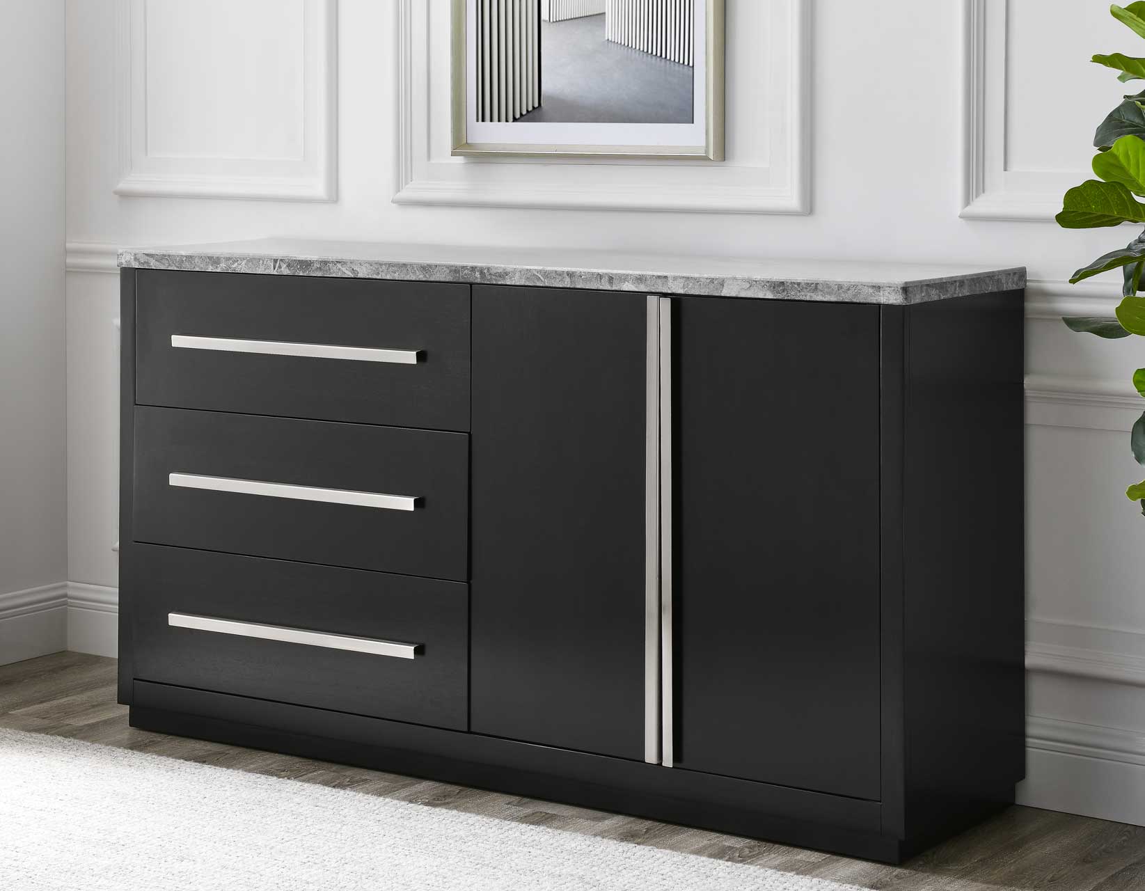 Gray Marble Credenza