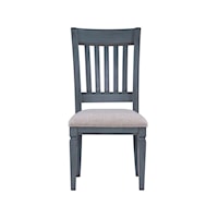 Traditional Slat Back Side Chair with Upholstered Seat
